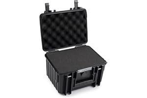 B&W International Transportkoffer Outdoor 2000 (PP.66) Schwarz – mit Würfelschaum – Wasserdicht (IP67), staubdicht, schlagfest & extrem robust