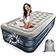 iDOO Single Air Bed, Inflatable Mattress with Built-in Electric Pump, 3 Mins Quick Self-Inflation/Deflation Guest Air Mattress, Blow Up Camping Bed for Home Portable Travel 190x100x46cm 250kg MAX