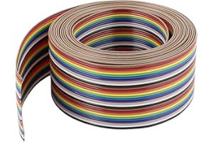 UXCELL sourcing map Cable de cinta plano de alambre IDC 30 pines 1,27 mm 10 pies Color del arco iris
