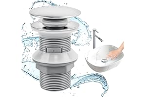 MengQiLe Desagüe Lavabo sin Rebosadero, Tapón Desague Lavabo Universal 1 1/4", Tapones de Desagüe Lavabo Pop-Up, Tapon Lavabo Click Clack, Valvula Tapón de Desagüe(Gris)