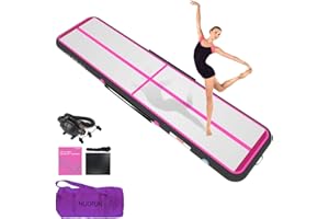 HIJOFUN Tappetino gonfiabile da ginnastica - 3 m/4 m/5 m/6 m - con pratica pompa e spessore 10/20 cm - Cuscino gonfiabile per acrobazie - Per toelettatura - Per tumbling, yoga, taekwondo