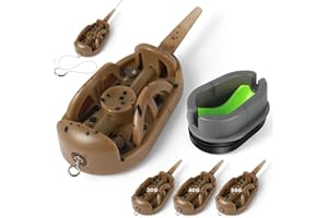 Annyswit Juego de 3 Alimentadores para Pesca de Carpa con Molde de Liberación Rápida, 30g 40g 50g, Alimentadores de Método Inline con Plomos, Equipo para Cebo de Pesca de Carpa