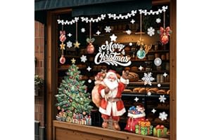 Xnova 90 * 30cm Pegatinas Navidad para Ventanas y Cristal Reutilizables Vinilos Christmas Stickers Decoracion Navideñas Escaparates Electrostáticas PVC Adornos para Casa y Hogar（Multi)