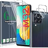 Ferilinso Vetro Temperato Disegnato per Samsung Galaxy M32 4G, 3 Pezzi Pellicola Protettiva con 2 Pezzi Pellicola Fotocamera,