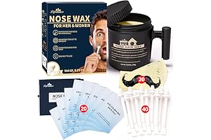 Lifestance Zestaw wosku do nosa dla mężczyzn, wosk 150 g, zestaw wosku do włosów w nosie z 40 aplikatorami, 20-25 zastosowań, zestaw wosku do nosa dla kobiet, zestaw do woskowania włosów w nosie dla
