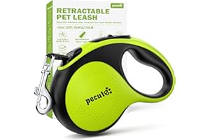 Pecute Laisse Chien Enrouleur 8m, Laisses Rétractables pour Chiens(Jusqu'à 50Kg), avec Un Boutton S'arrêter Bloquer, Ruban en Nylon avec Coutures Réfléchissantes, pour Petit, Moyen et Grand Chiens