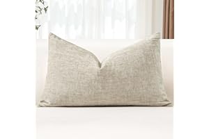 JOTOM Chenille Cushion Covers 30x50 cm Soft Beige Decorative Throw Pillow Covers 12x20 Inch Lumbar Cushion Case Solid Pillowcases for Couch Sofa Living Room Bed Home Decor (Beige)