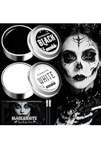 Afflano Kit De Maquillage Clown Vampire Halloween Blanc Noir Rouge Visage Couleur Corps Peinture Visage Peinture Visage + Pinceau De Maquillage Pour Les Yeux Noir Sport Cirque Joker Fantôme Cosplay