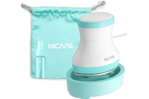 NICAPA Mini Heat Press for T-Shirt Iron on HTV Vinyl Projects, Portable Heat Press Machine for Hat, T Shirt Printing Machine, Iron on Machine DTF Ink Sublimation Projects [Blue]