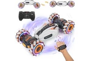 Coollia Telecomando con Rilevamento dei Gesti Macchina Telecomandata,4WD 360° Rotazione Acrobatica 2.4Ghz RC Car Radiocomandata con 2 Batterie 60Min con Luce Con la Musica,per Bambini sopra 8 anni