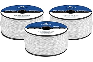 Abma Cord Corde de Polyester 4mm x 30m Tresse Polyester pour Bateau, Nautique, Amarrage, Extrieur, Tente - Blanc