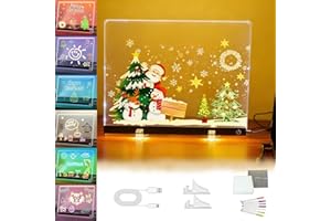 Qublex LED Drawing Board with 11 Light Modes – Acrylic Light Up Message Board, Led Drawing Lamp Glow Drawing Board with 7 Pens, Rewritable Neon Pad for Office, School & Home, 20x30cm