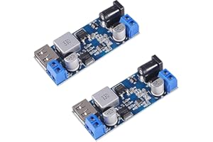 RUNCCI-YUN 2PCS DC-DC 9V/12V/24V a 5V 5A Step Down Fuente de alimentación Buck Converter Ajustable USB Módulo de Carga Step-Down