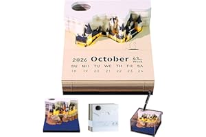 ‎AISCHENS Aischens Kalendarz 3D 2026, artystyczny kalendarz biurkowy z motywem architektonicznym, blok notatek do odrywania, blok notatek z papieru artystycznego, prezent na Boże Narodzenie, do biura, dekoracja