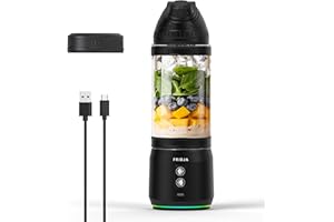 Fridja Przenośny blender F500, mocny silnik 240 W, akumulator USB-C, szczelna i kompaktowa konstrukcja, idealny do smoothie, koktajli proteinowych, podróży i siłowni, butelka bez BPA, 6-listkowe