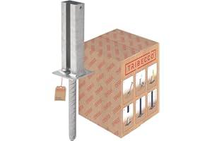 TRIBECCO Douille de sol avec ancrage en béton pour poteaux de clôture en métal de 60 x 40 mm - Hauteur : 390 mm - Ancrage en acier ondulé galvanisé à chaud - Pour clôtures et poteaux à double fil