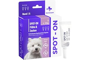 Vetasan Spot-On for Dogs 4-10 kg (S) | Against Fleas & Ticks | 3 Months Protection | Highly Effective | Tick Repellent for Dogs Tick Protection | Dog Flea Remedy