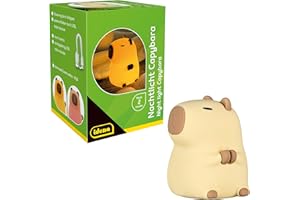Idena 40386 - Luce notturna a LED Capibara, lampada in silicone con cambio colore e dimmer, alta circa 11 cm, ricaricabile, cavo di ricarica USB incluso