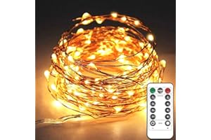 Twinkle Star 200LED 66FT/20M Copper String Lights Fairy String Lights 8 Modes LED String Lights USB Powered with Remote Control for Christmas Tree Wedding Party Home Decoration, Warm White