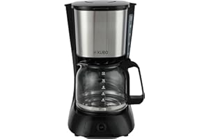 KUBO - Cafetera de Goteo - 900 W - Capacidad 1.5 Litros - Filtro Extraible - Acero Inoxidable - Autoapagado Automático