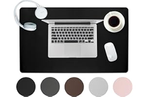 Sidorenko Podkładka na biurko, ze skóry PU, 60 x 35 cm, z przyszytymi krawędziami, antypoślizgowa mata, duża, do pisania, podkładka XXL, pod mysz, mata na biurko, czarna