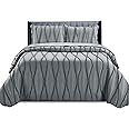 PHP Beautiful Quilted Bedspread Throw Embossed Frilled Pattern Quilt Coverlets Bedspreads Throw Bedding for All Season Comforter Set - Grey - Super King