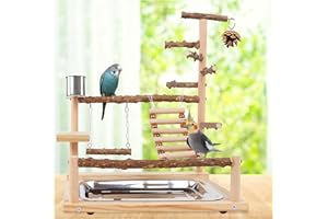 Meyagot Gioco Pappagalli, Trespolo Per Pappagalli Con Tazze E Vassoio, Parrot Parco Giochi Uccelli, Calopsitte, Pigne, Fringuelli, Ara
