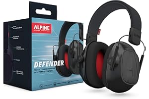 Alpine Defender Cuffie antirumore per adulti - 26 dB - Cuffie insonorizzanti per studio, lavoro, batteria, bricolage e molto altro - Archetto regolabile - Comfort per tutto il giorno