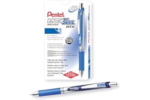 Bolígrafo retráctil de tinta de gel líquido EnerGel XM BL77 de Pentel; 0,7 mm, 54 % reciclado (caja de 12 unidades), color azul