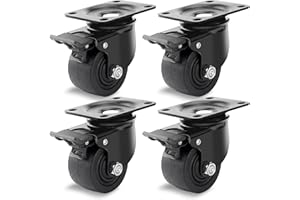 SHINELED 75 mm Schwerlastrollen, Lenkrollen Nylon mit 2000 Kg Last, IndustrieRollen Doppel Verriegelung mit 360 Grad Rotation, Keine Spuren & Leise extra schwere Transportrollen 4er Set mit Schrauben