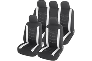 ‎UPGRADE4CARS Upgrade4cars Auto-Sitzbezüge Set Universal weiß | Auto-Schonbezüge Vordersitze & Rückbank | Auto-Sitzbezug Schwarz | Autozubehör Innenraum | Geschenke für Frauen und Männer