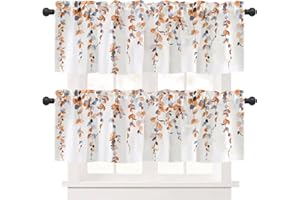 Ausing Tende da cucina moderne, set da 2 pezzi, spesse decorative, per caffè e bistro, colore: arancione