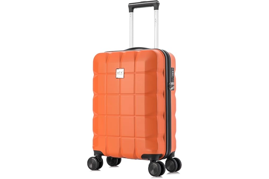 ATX Luggage 55x36x20cm Cabin Suitcase Super Lightweight Small Suitcase Approved for 100+ Airlines Including EasyJet, Ryanair, British Airways & Virgin Atlantic (Orange, 21Inches, 33Liter)