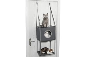 NLRLO Door Mounted Cat Hammock Foldable 16x13 Inch Pet Perch | Adjustable Removable Comfortable Seasonal Cat Bed, Space Saving Cat Shelf, Durable Indoor Cat Lounger, Easy to Install