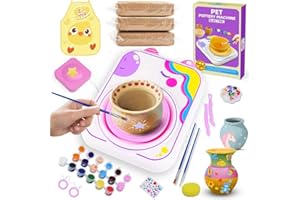 WEIRTOYA Töpferset für kinder,Töpferscheibe Elektrisch für Kinder,Kreatives Bastel, Kinder-Bastel,Bastelset Kinder ab 6 7 8 9 10 11 12 Jahre, geeignet als Geschenk für Mädchen im Alter von 6 bis 12 Jahren.