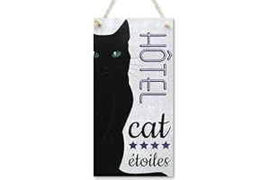 CARISPIBET Hôtel cat etoiles | enseignes pour la maison décoration pour les fans des chats plaques décoratives décor d'interieurs 30 x15 cm
