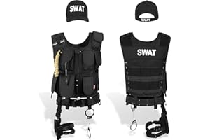 normani SWAT Einsatz Kostüm inkl. taktischer Weste mit Patch, Holster, Handschellen und Baseball Cap