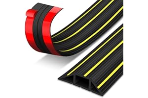 SUIMLMTA Floor Cable Cover, 3 Meters Floor Cable Protector, Self Adhesive, Rubber Wire Covers for Cables Indoor Outdoor, Heavy Duty Floor Cord Cover Tidy with 3 Cord Channels, Black