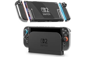 RHOTALL [Versione Aggiornata E Facile Da Inserire Nel Dock] Custodia Trasparente Agganciabile Per Switch 2, Guscio Protettivo Rigido In Pc, Copertura Trasparente Sottile Per Controller Con Joycon