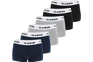 GoVIA - Set med 6 - trosor för dam boxer shorts i bomull - damshorts - sportunderkläder och komfort låg midja - 3921
