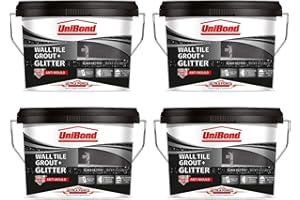 TMPPRO UniBond Lot de 4 seaux de 1,38 kg pour carrelage mural, noir avec paillettes argentées, convient directement à une utilisation dans tous les intérieurs, triple protection contre la moisissure, noir