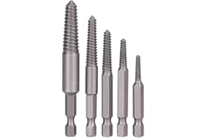JECTSE Extractor de tornillos rotos de 5 piezas, kit extractor de tornillos pelados,herramienta de extracción de tornillos dañados,resistencia al desgaste, solución para tornillos rotos,tornillo oxidado