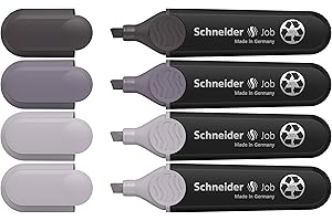 Schneider Job 150 zakreślacze (z tworzywa sztucznego pochodzącego z recyklingu, wyróżnione niebieskim aniołem), 4 sztuki, odcienie szarości, szarobrązowy (2 x), szary (2 x), szary