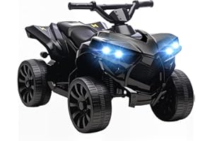 AIYAPLAY 6V Electric Ride on Car, Kids ATV 4 Wheeler with Music and LED Headlights, Indoor Outdoor Toy Car for Ages 3-6 Years Boys and Girls, Black