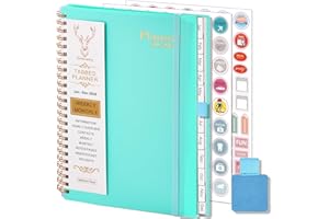 GUMIHO Agenda Semainier 2026 Spirale - A5 (Janvier-décembre 2026)-Agenda Scolaire Avec boucle de stylo, Autocollants de plan (Bleu clair)