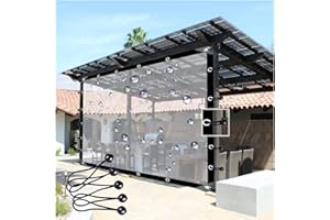 Rideau Exterieur Terrasse Bache Pergola Transparente Rideau PVC Garage Bâche Transparente Verre, pour Balcon, Toit, Pergola, Peut Être Personnalisé (Color : Clear, Size : 2x3m/6.6x9.9ft)