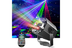 Tomshine 3-en-1 Mini Lumière de Fête, 72 Motifs, Lumière Disco RGB avec Télécommande et Contrôle Sonore, Stroboscope RGB, Boîtier en Aluminium Noir, Adapté pour Fêtes, Anniversaires, Scènes
