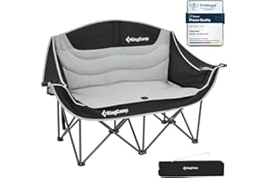 KingCamp Sedia da Campeggio Pieghevole per 2 Persone, Carico Max 300 kg, Imbottito Portatile Poltrona Sedie a 1 2 e 3 Posti da Campeggio per Adulto, Durevole Sedia Divano per Giardino Picnic Balcone