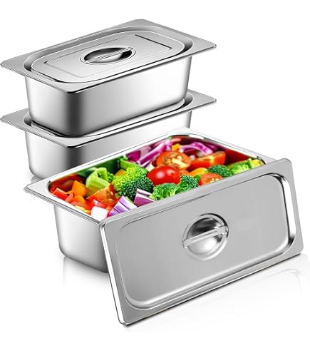 Panierschalen Set 3-teilig – Edelstahl, 32,5x17,5x6,5 Cm, Mit Deckel, Spülmaschinengeeignet Für Küche & Gastronomie