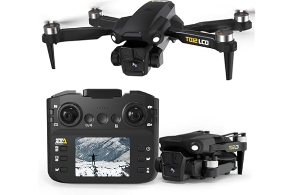 Toladrone TD12LCD Pliable Drone avec Camera pour Adultes, Drones avec Positionnement par Flux Optique, Moteur sans Balais, Transmission D'écran LCD, Quadricoptère pour Débutants, Moins de 249g, C0